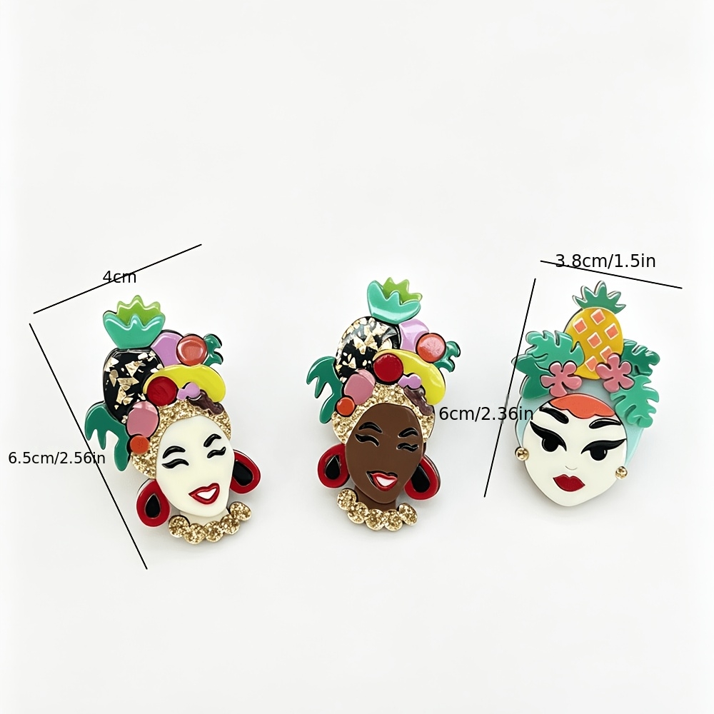4-Color Pineapple Beauty Head Open Ring, Tropical Style